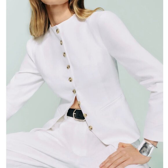 ✨ SALE✨ EUC Reformation Lydia Linen Jacket White Quiet Lux Minimalist - Picture 3 of 10